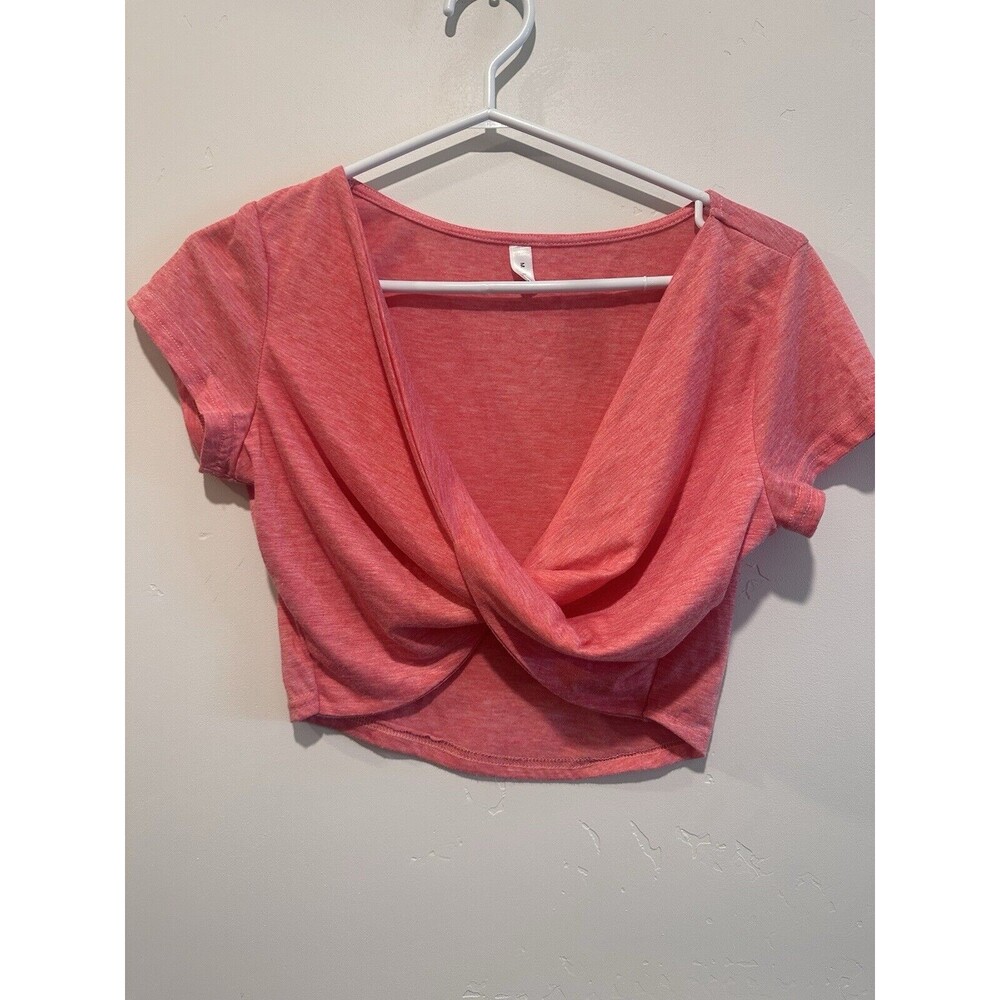 Dressfo Womens M Heathered Pink Twist Front Crop Top
